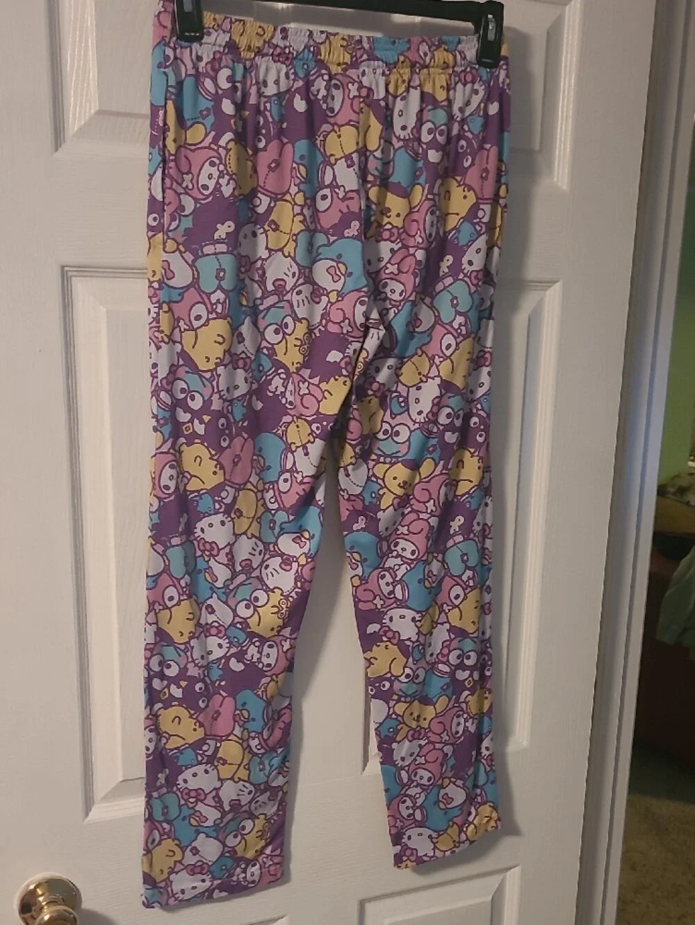 Hello Kitty Purple Multicolor Cartoon Print Lounge Pants M